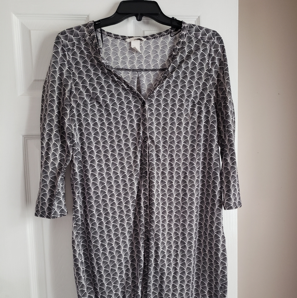 H&M Black & White Shirt Dress Sz S